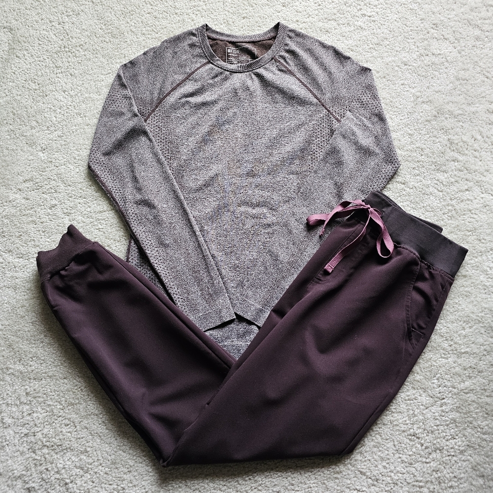 Figs Women's Two-Piece Set in Mauve and Plum
